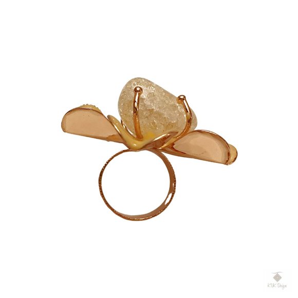 Yellow & Gemstone Flower Ring - Picture 3 of 4